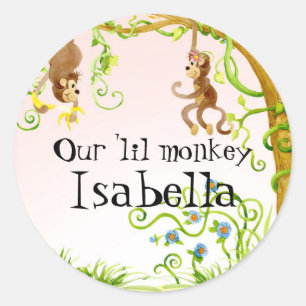 Mono Lil, sello de Pegatina de Baby Shower Chica