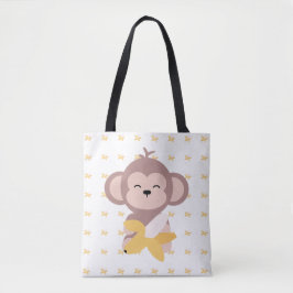 Mono lindo de Kawaii con la bolsa de asas del