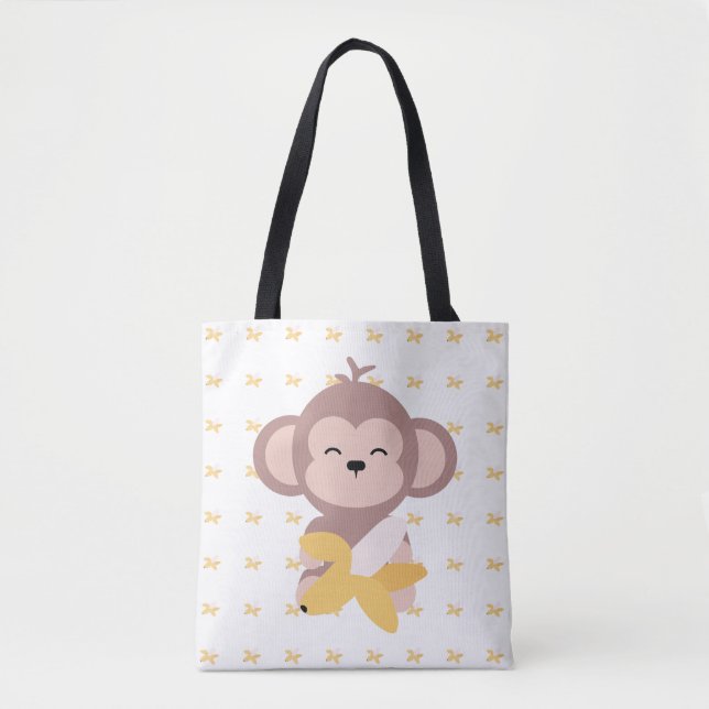 Mono lindo de Kawaii con la bolsa de asas del (Anverso)