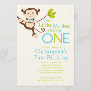 Mono moderno 1° Invitaciones a fiesta de cumpleaño