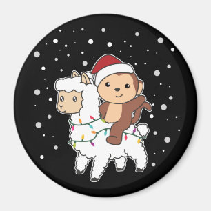 Mono Navidades de Lama Nieve, imán de animales de 