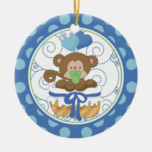 Mono precioso del primer ornamento del navidad del (Frente)