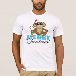 Mono Santa Hat - Camisa Blanca "Feliz Navidad"