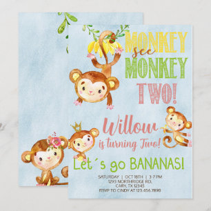 Mono ver al mono dos invitaciones de cumpleaños ch