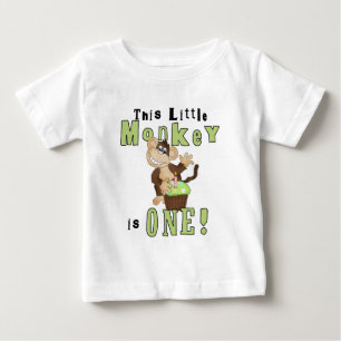Mono verde Fiesta Primer cumpleaños camisetas y re