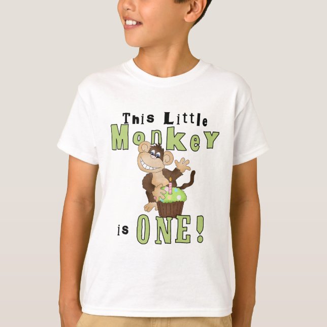 Mono verde Fiesta Primer cumpleaños camisetas y re (Anverso)