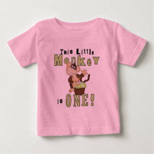 Mono verde Fiesta Primer cumpleaños camisetas y re