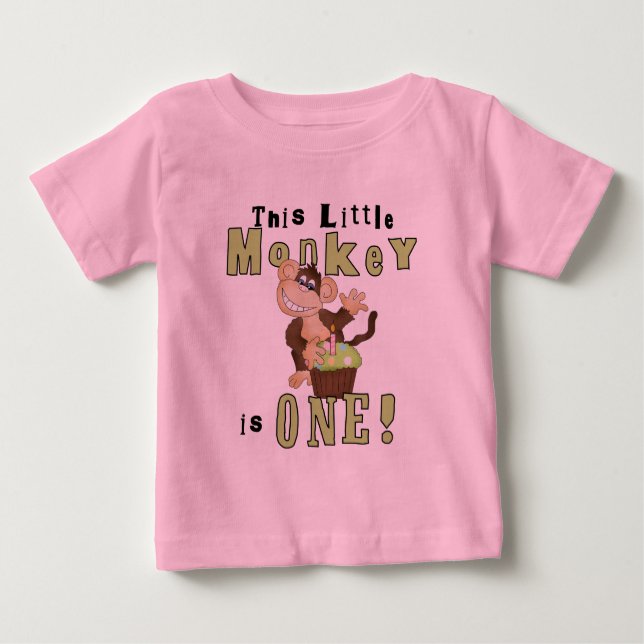 Mono verde Fiesta Primer cumpleaños camisetas y re (Anverso)