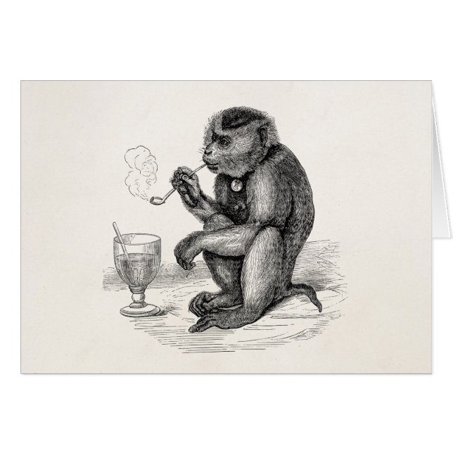 Mono vintage fumando un animal de cuerda (Anverso (Horizontal))