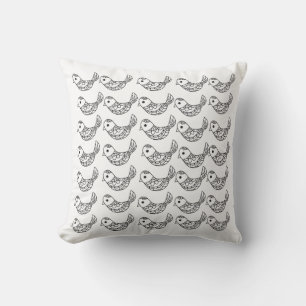 Monocromático diseño de pájaros Almohada cuadrada