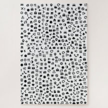 Monocromo moderno del rompecabezas de los iconos