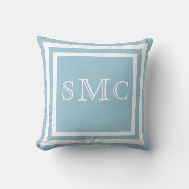 MONOGRAM almohada azul claro sólido (Anverso)