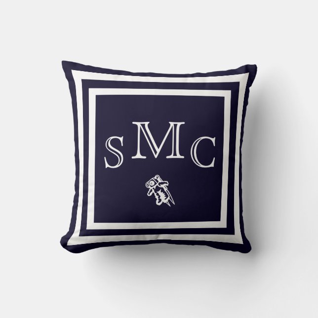 MONOGRAM almohada azul oscuro sólido (Anverso)