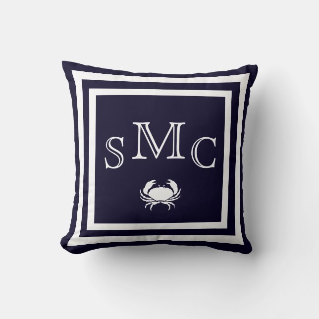 MONOGRAM almohada azul oscuro sólido (Anverso)