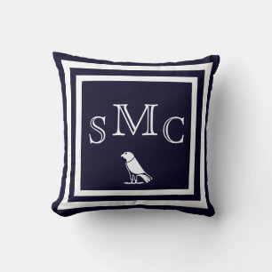 MONOGRAM almohada azul oscuro sólido