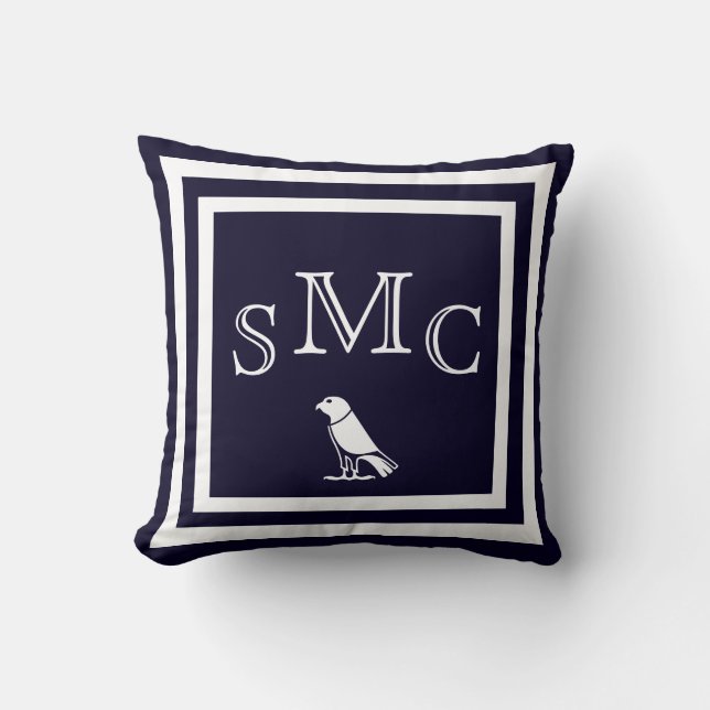 MONOGRAM almohada azul oscuro sólido (Anverso)