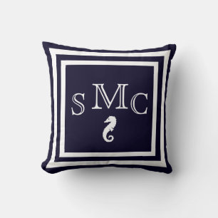 MONOGRAM almohada azul oscuro sólido