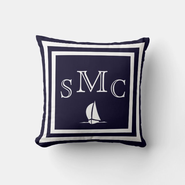 MONOGRAM almohada azul oscuro sólido (Anverso)