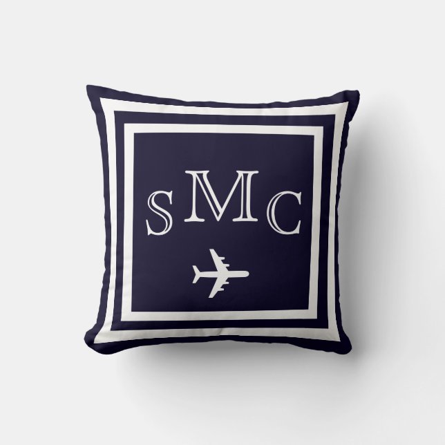 MONOGRAM almohada azul oscuro sólido (Anverso)