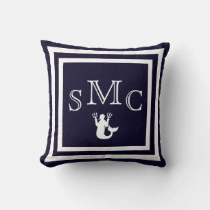MONOGRAM almohada azul oscuro sólido