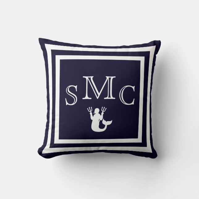 MONOGRAM almohada azul oscuro sólido (Anverso)