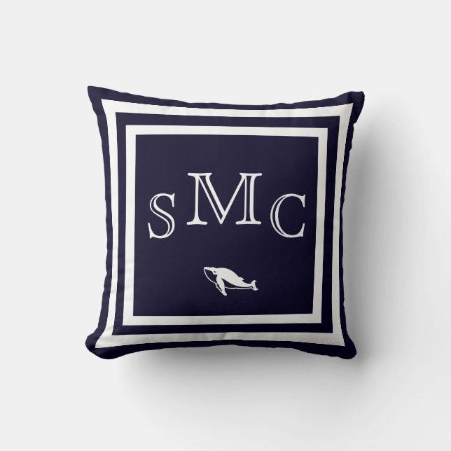 MONOGRAM almohada azul oscuro sólido (Anverso)