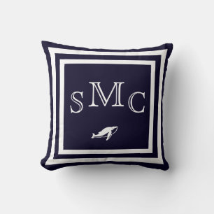 MONOGRAM almohada azul oscuro sólido