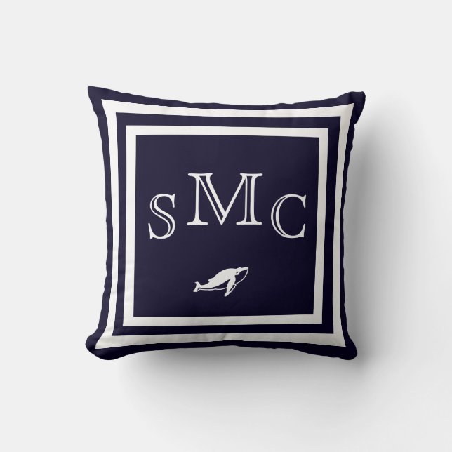 MONOGRAM almohada azul oscuro sólido (Anverso)