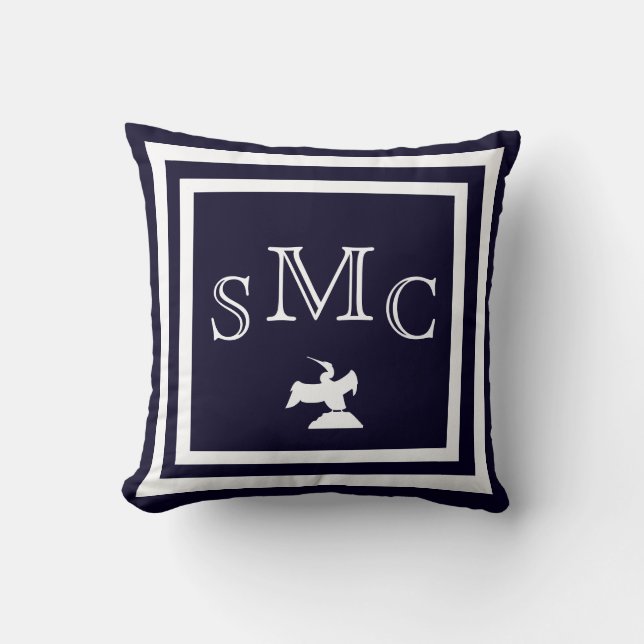 MONOGRAM almohada azul oscuro sólido (Anverso)
