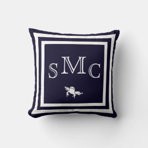 MONOGRAM almohada azul oscuro sólido
