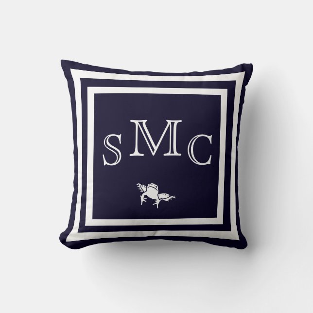 MONOGRAM almohada azul oscuro sólido (Anverso)