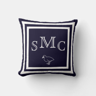 MONOGRAM almohada azul oscuro sólido