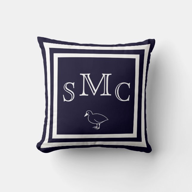 MONOGRAM almohada azul oscuro sólido (Anverso)