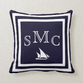 MONOGRAM almohada azul oscuro sólido