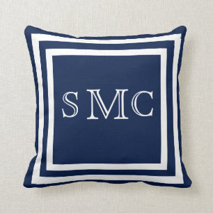 MONOGRAM azul oscuro sólido almohada simple y llan