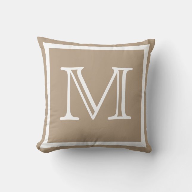 MONOGRAM Bebé sólido Tan taupe almohada lisa (Anverso)