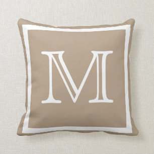 MONOGRAM Bebé sólido Tan taupe almohada lisa
