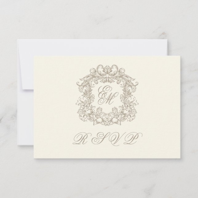 Monogram Crest Elegant Ivory Menu Wedding (Anverso)