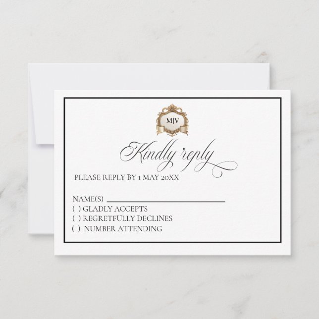 Monogram Crest RSVP card (Anverso)