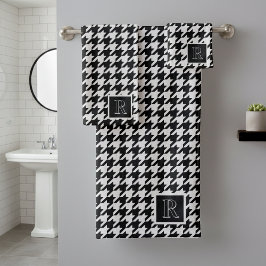 Monogram Houndstooth Pattern Black & White