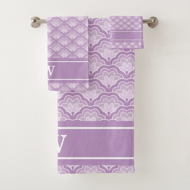 Monogram Initial Abstract Purple Floral Pattern (In situ)