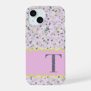MONOGRAM INITIAL T LILAC LITTLE FLOWERS