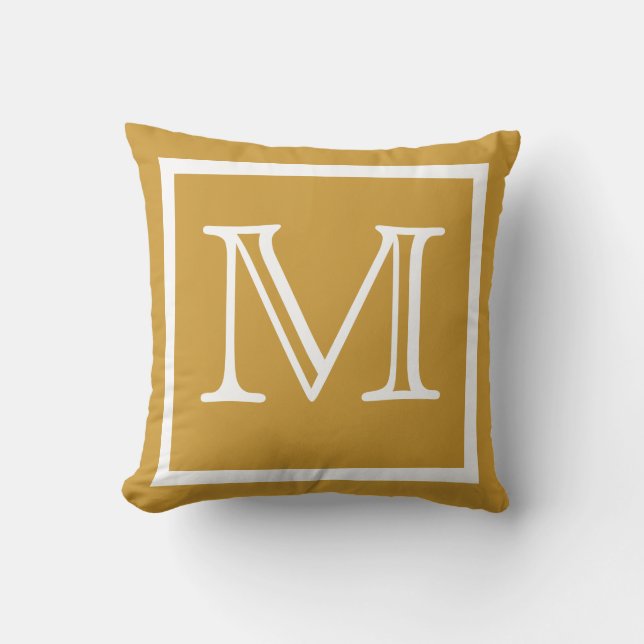 MONOGRAM macizo de almohada marrón claro tan (Anverso)