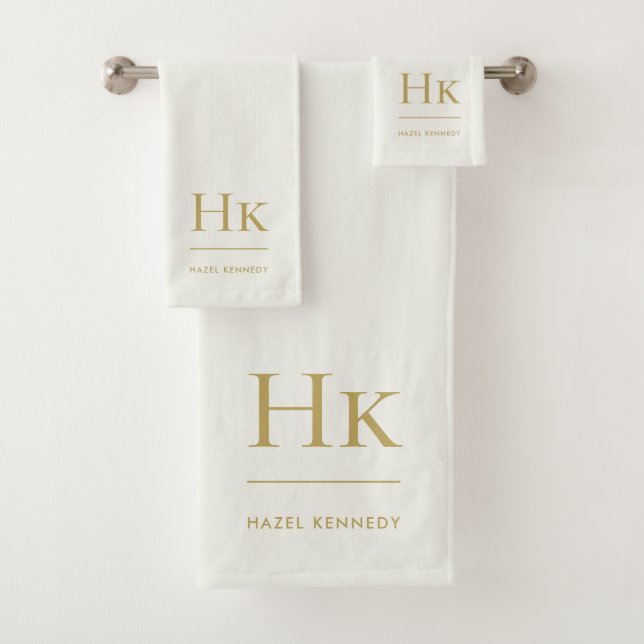 Monogram Minimal Elegant Ivory Gold Stylish Simple (In situ)