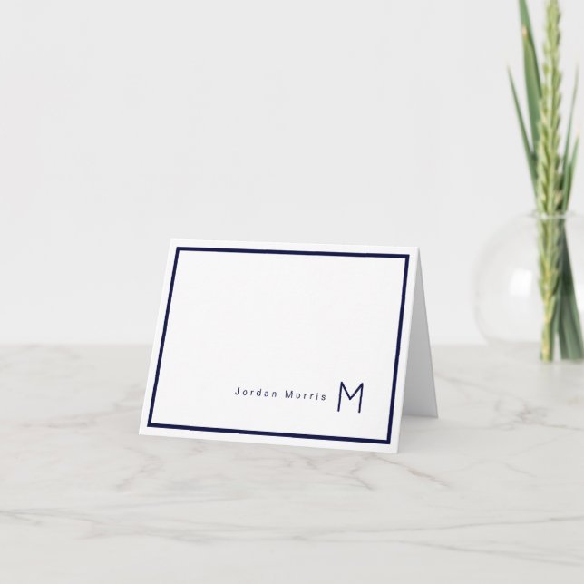 Monogram Minimalist Navy Blue Chic Border (Anverso)