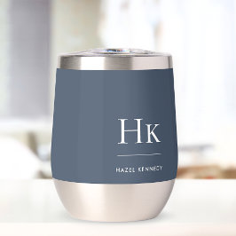 Monogram Modern Minimalist Classic Navy Blue White