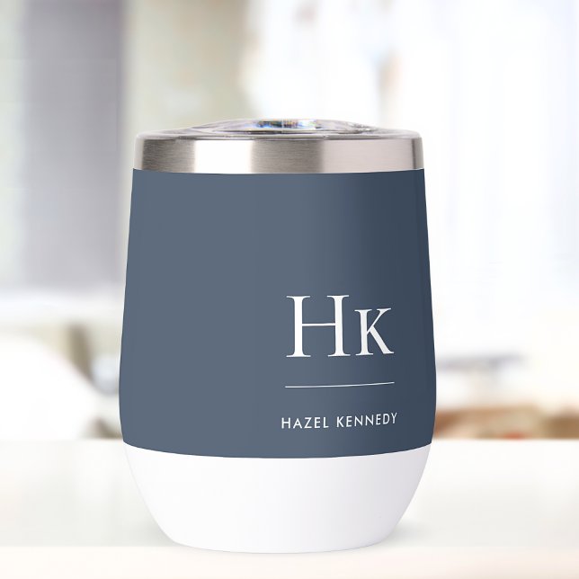 Monogram Modern Minimalist Elegant Navy Blue White (Subido por el creador)