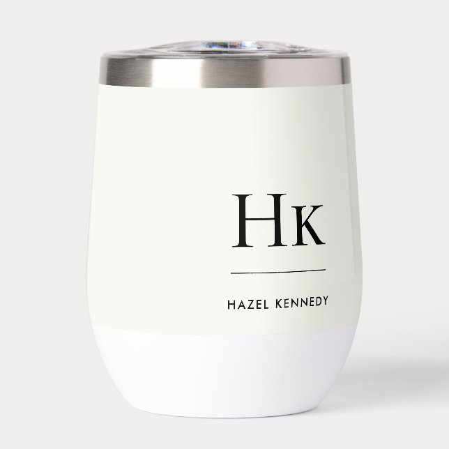 Monogram Modern Simple Elegant Ivory White Custom (Frente)