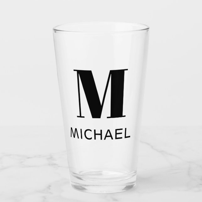 Monogram Name Simple Personalised Beer Glass (Anverso)