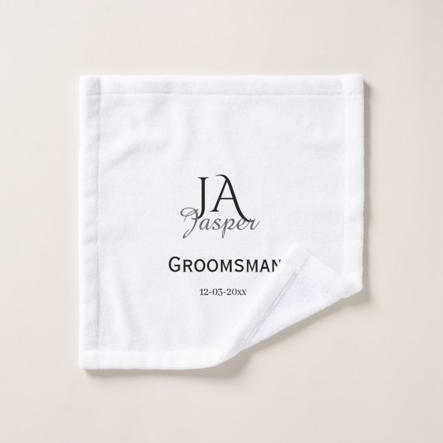 Monogram personalized groomsman best man name date (Toallita)